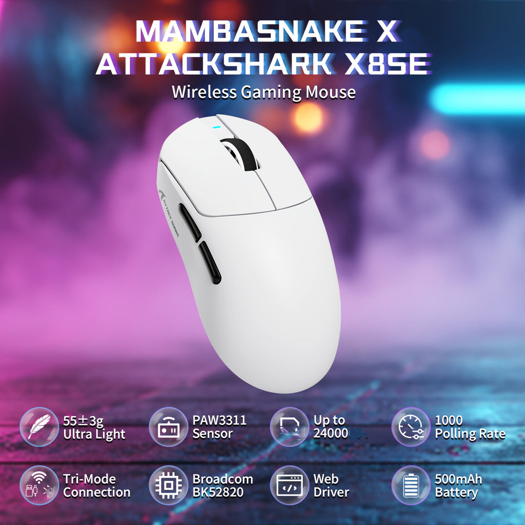 Souris gaming ATTACK SHARK X8 SE - Légère (55 g)