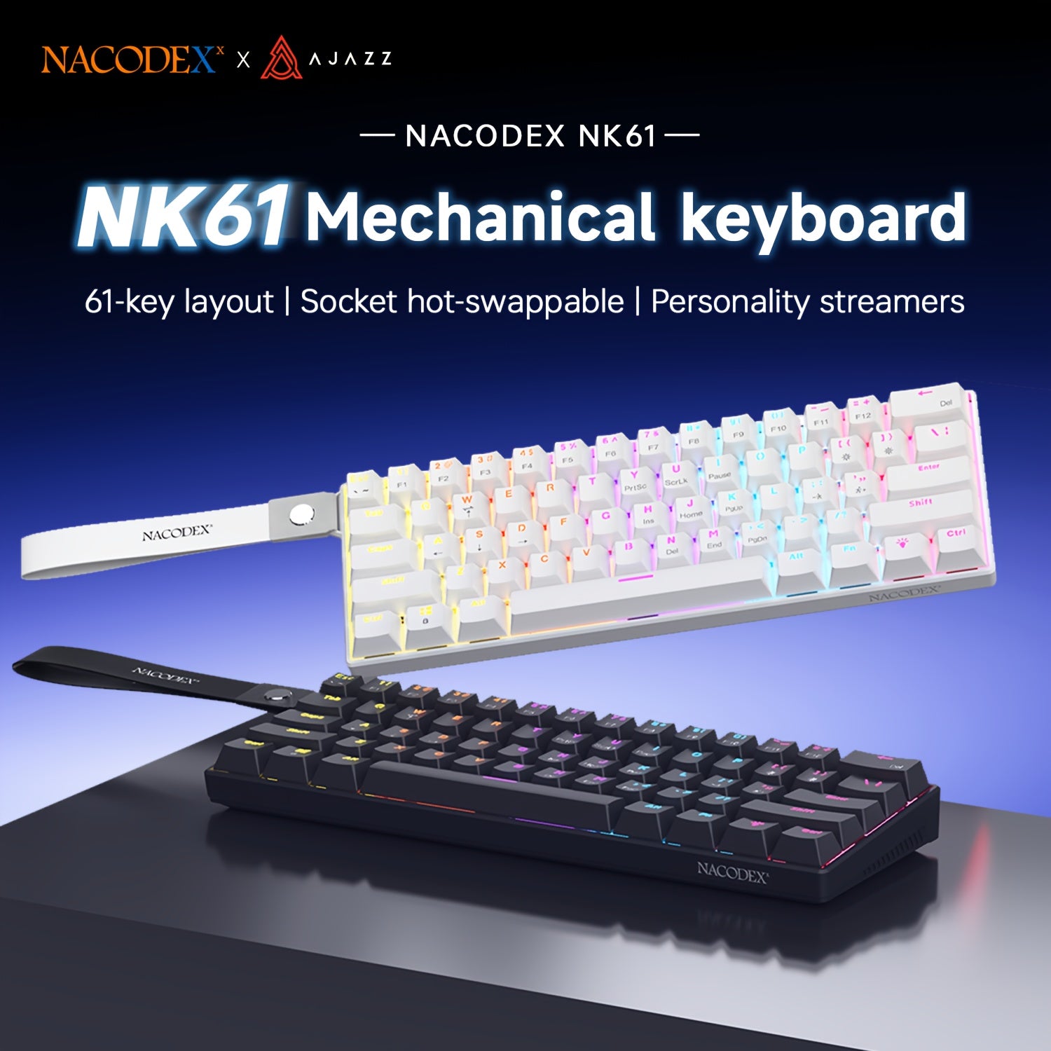 AJAZZ NK61 Mechanical Keyboard - Hot-Swappable Red