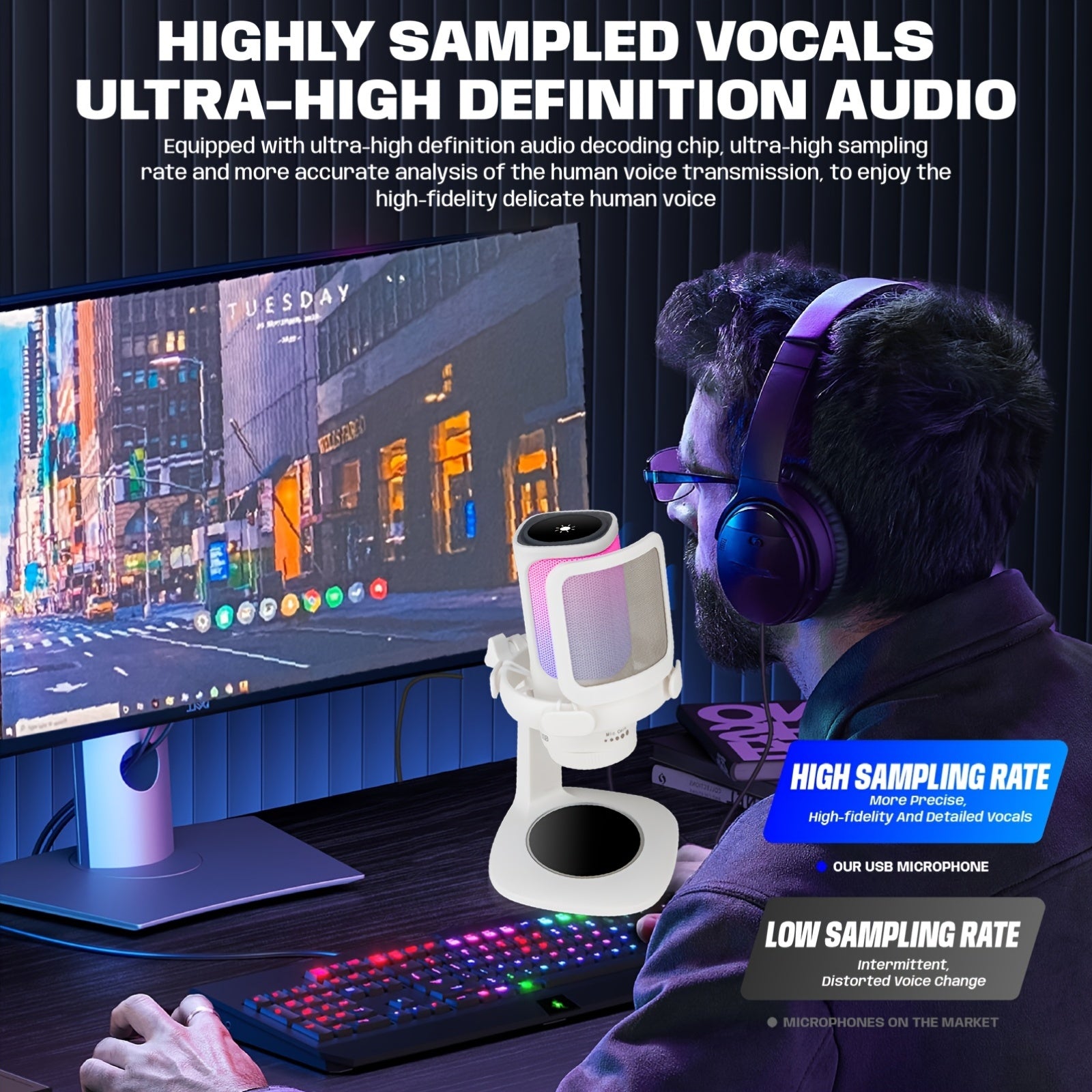 BOLANLE - Microphone de jeu USB à condensateur