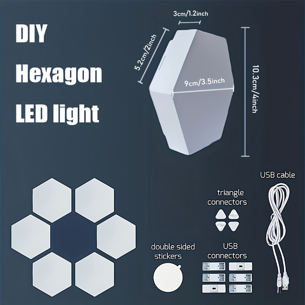 Hexagonal LED Touch Lights - Set of 6 Wall Mounted