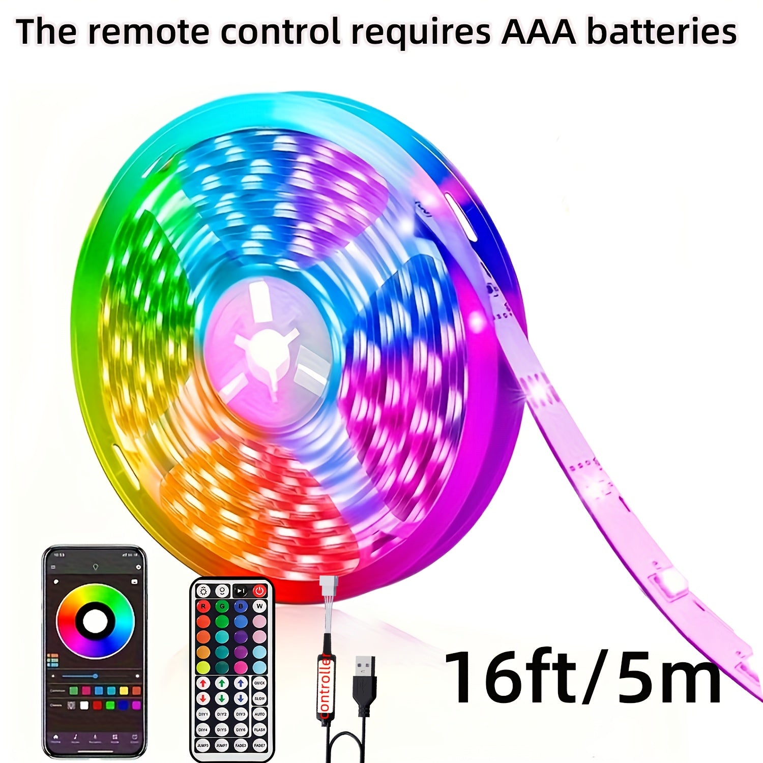 RGB LED Strip Lights - Music Sync App Control