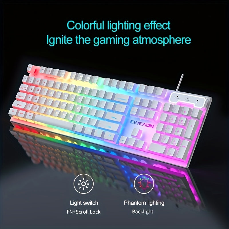 Clavier de jeu silencieux EWEADN - 104 touches LED