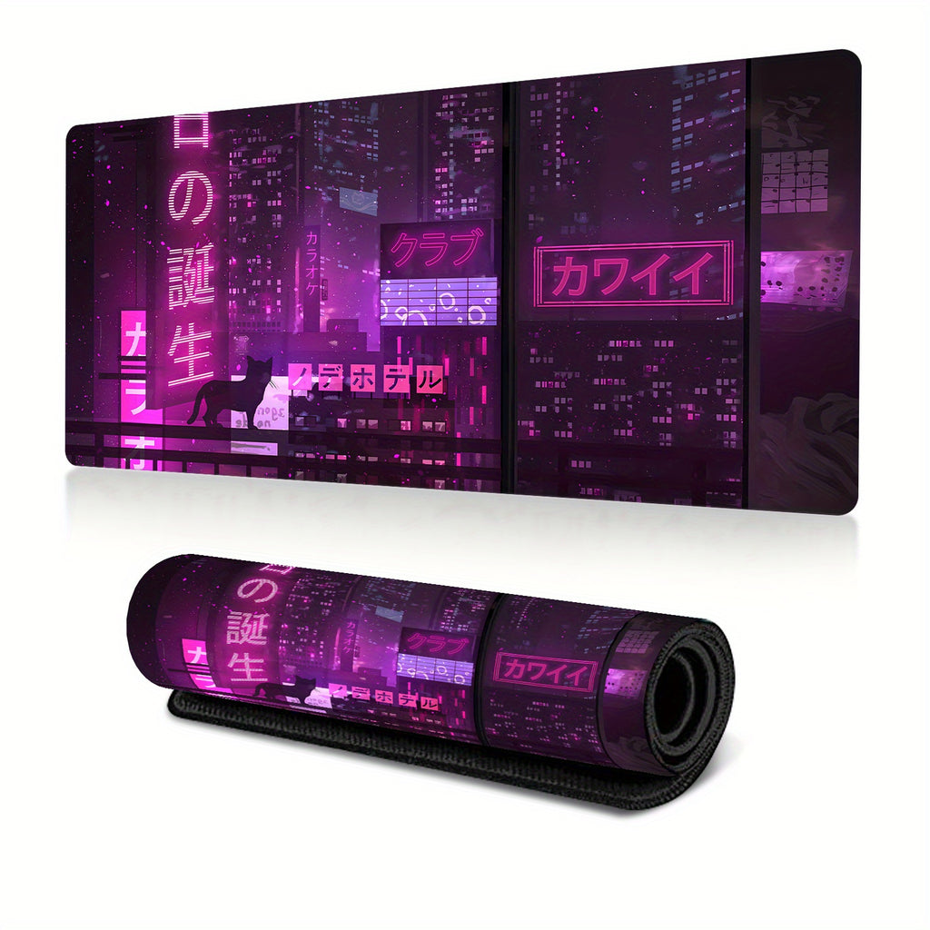 Tapis de souris gaming Cyber ​​Vaporwave - Esthétique rétro étendue