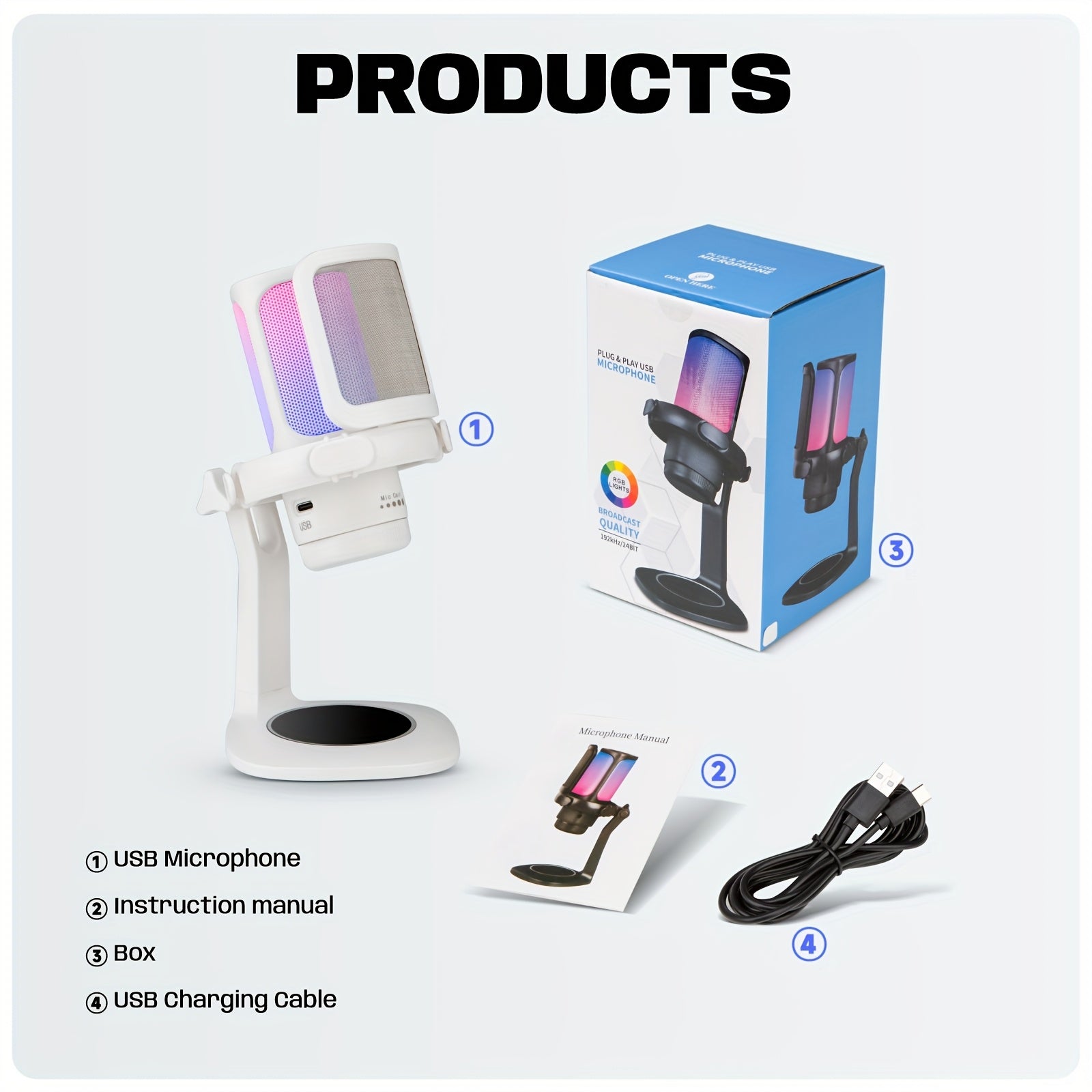 BOLANLE - Microphone de jeu USB à condensateur