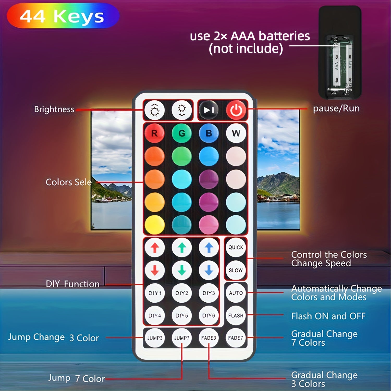 RGB LED Strip Lights - Music Sync App Control