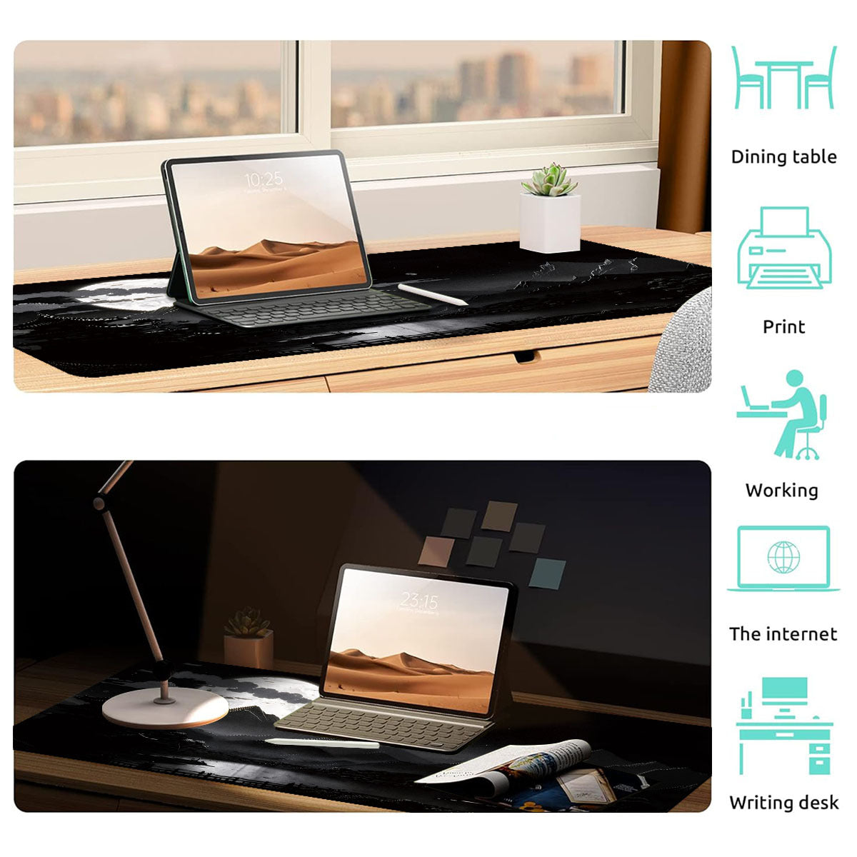 Asian Landscape Gaming Mouse Pad - Moon Mountain Extended