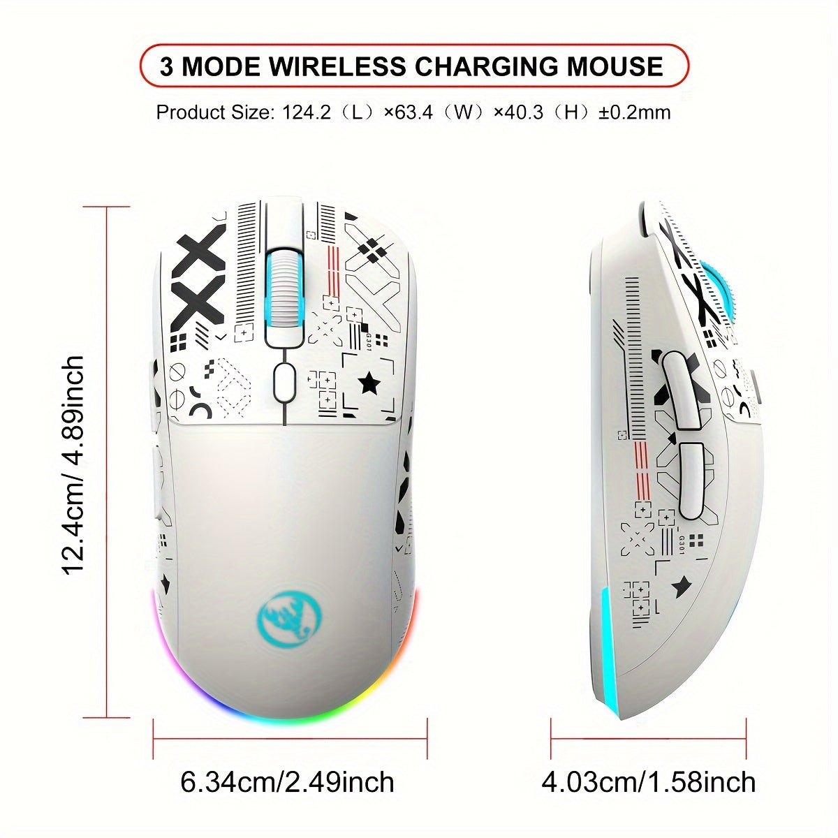 Souris de jeu sans fil RGB HXSJ