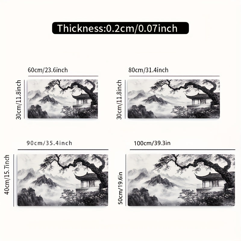 Chinese Ink Wash Gaming Mouse Pad - Ancient Pavilion Art