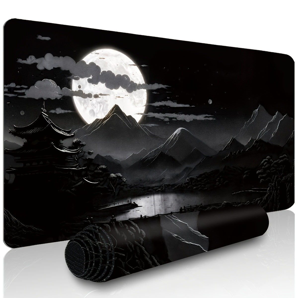 Asian Landscape Gaming Mouse Pad - Moon Mountain Extended