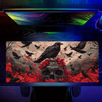 Tapis de souris gaming crâne gothique - Grand tapis de bureau étendu
