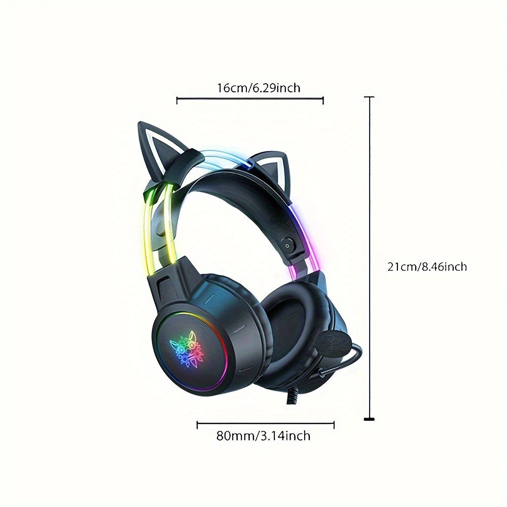 Casque de jeu ONIKUMA à oreilles de chat - Oreilles détachables RGB