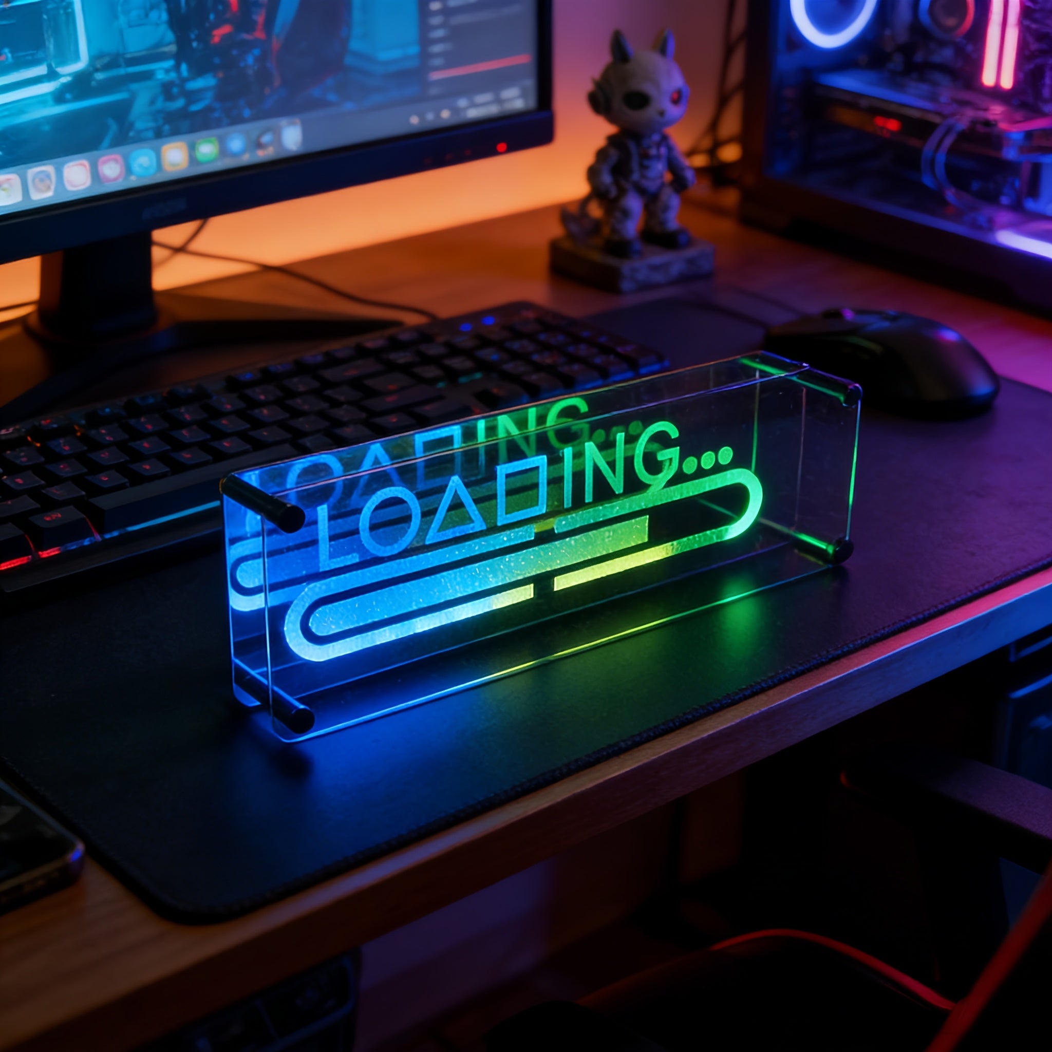 CHARGEMENT - Lampe de bureau de jeu RVB miroir infini 3D