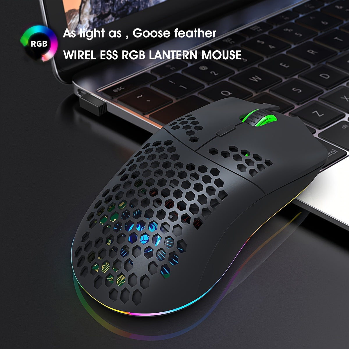 HXSJ Wireless RGB Gaming Mouse - Rechargeable