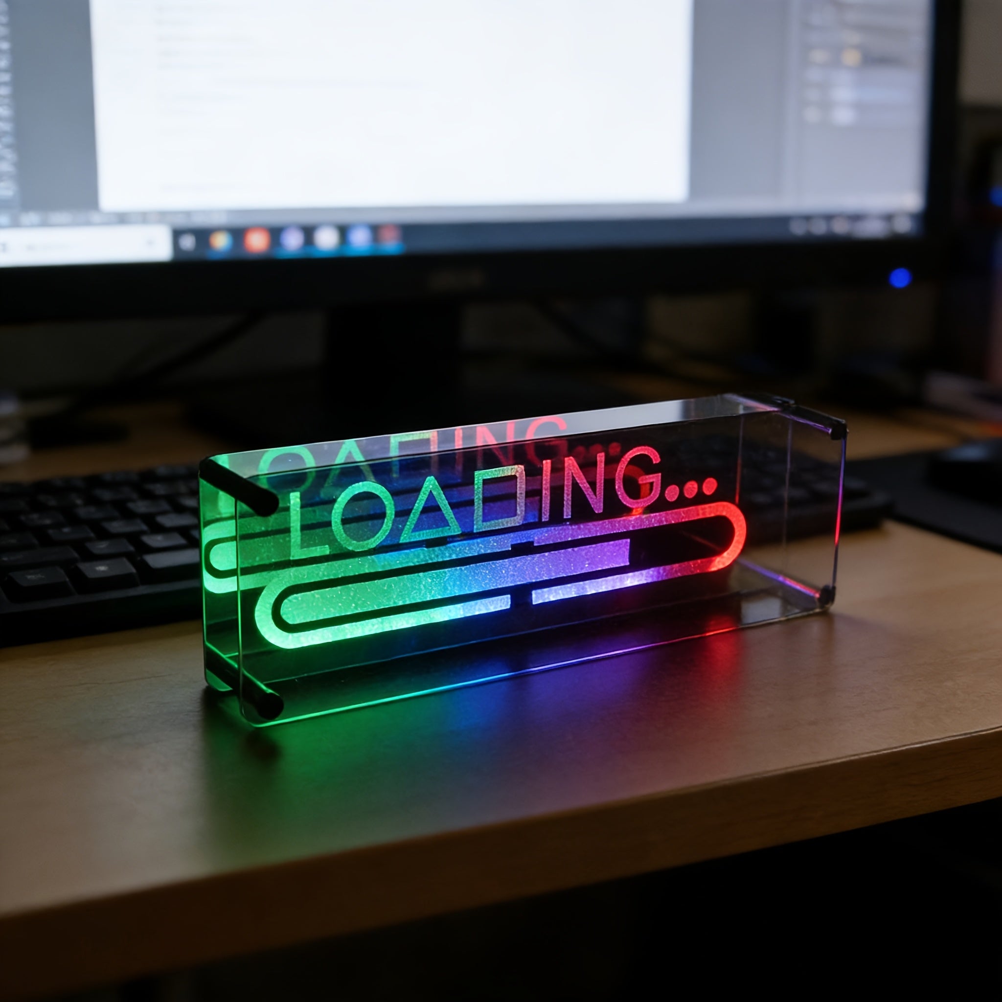 CHARGEMENT - Lampe de bureau de jeu RVB miroir infini 3D