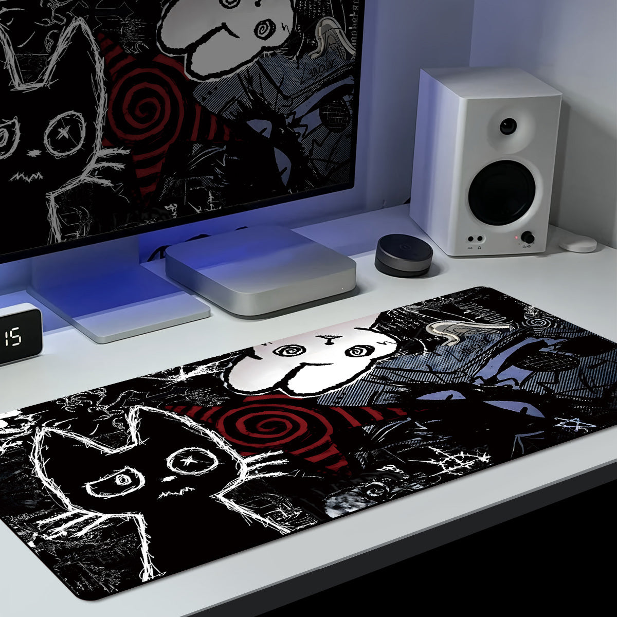 Gothic Anime Cat Gaming Mouse Pad - Punk Skull Extended