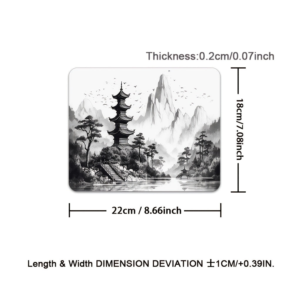 Chinese Ink Landscape Gaming Mouse Pad - Black White Art