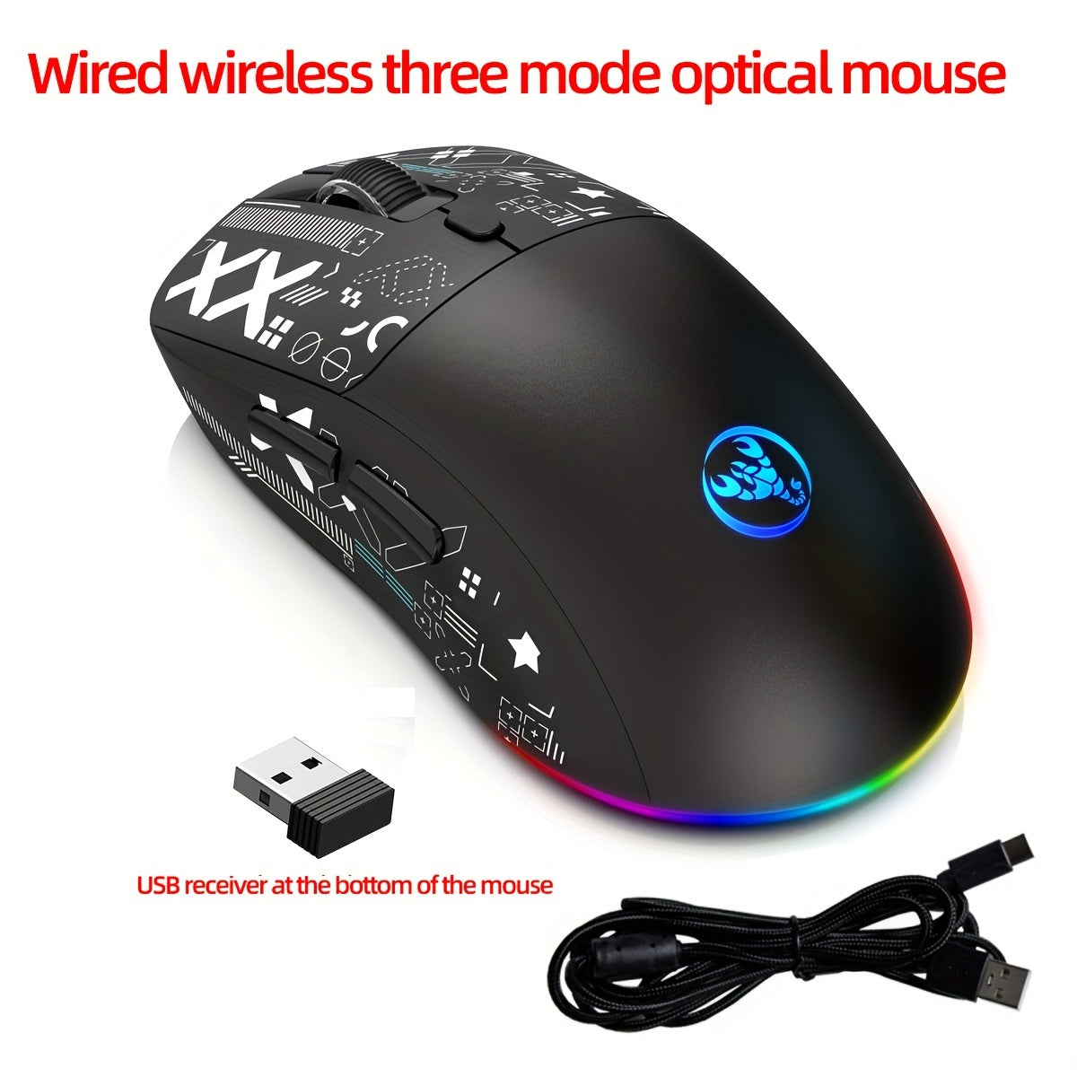 HXSJ RGB Wireless Gaming Mouse