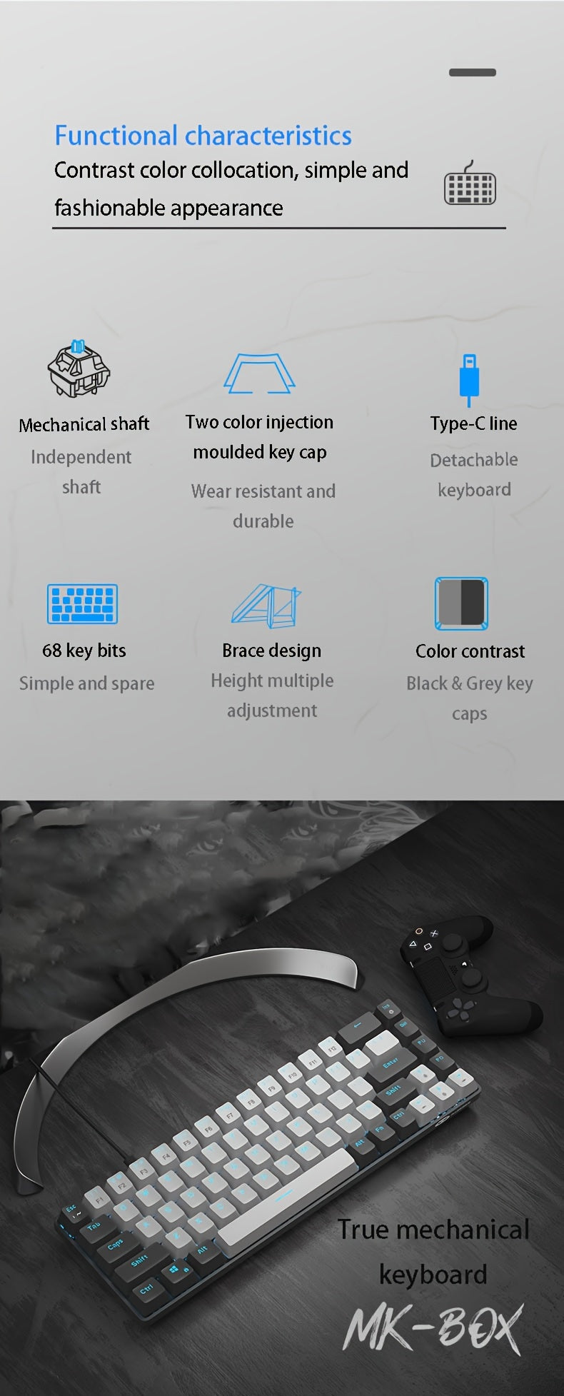 Clavier mécanique MAGEGEE MK-BOX - 68 touches LED