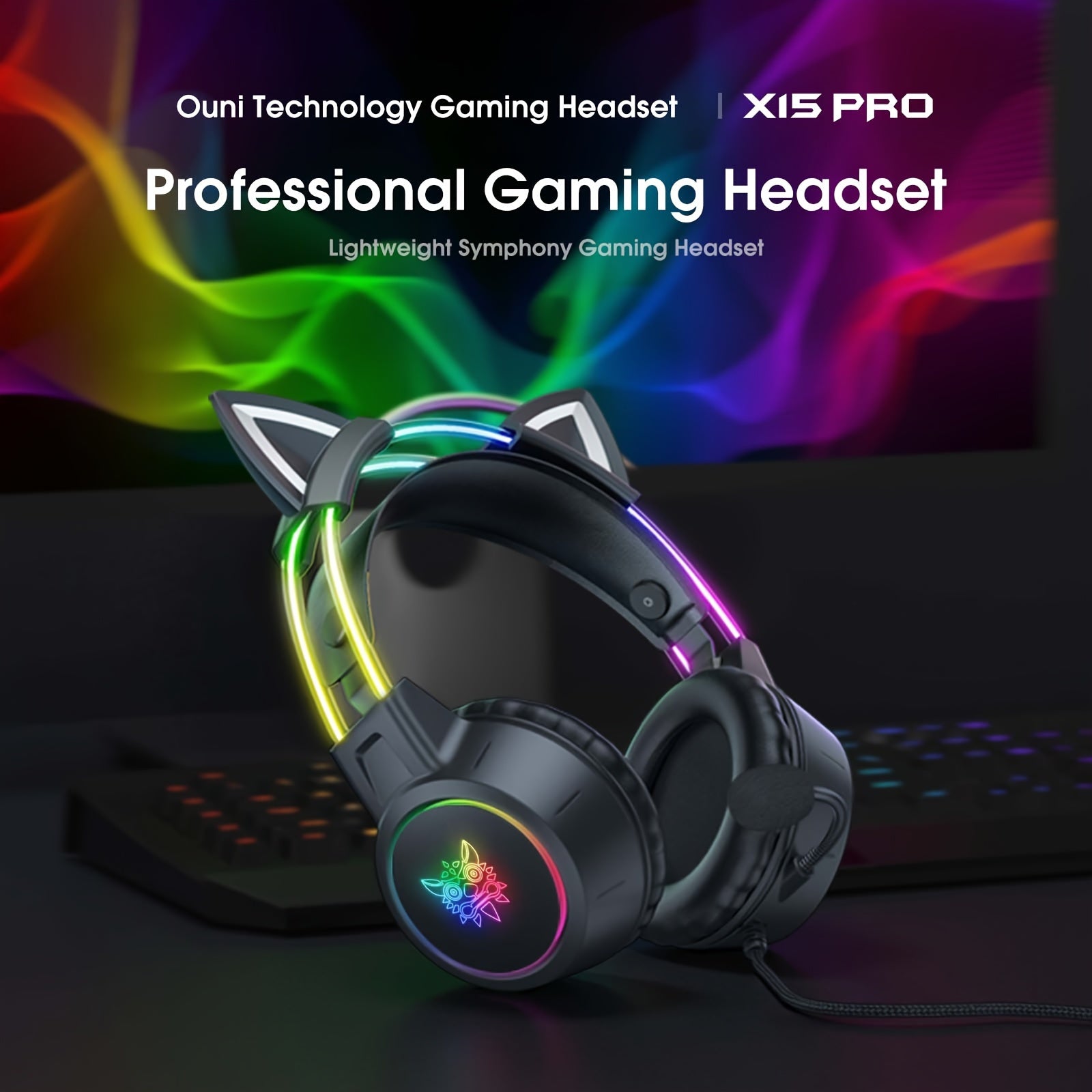 Casque de jeu ONIKUMA à oreilles de chat - Oreilles détachables RGB