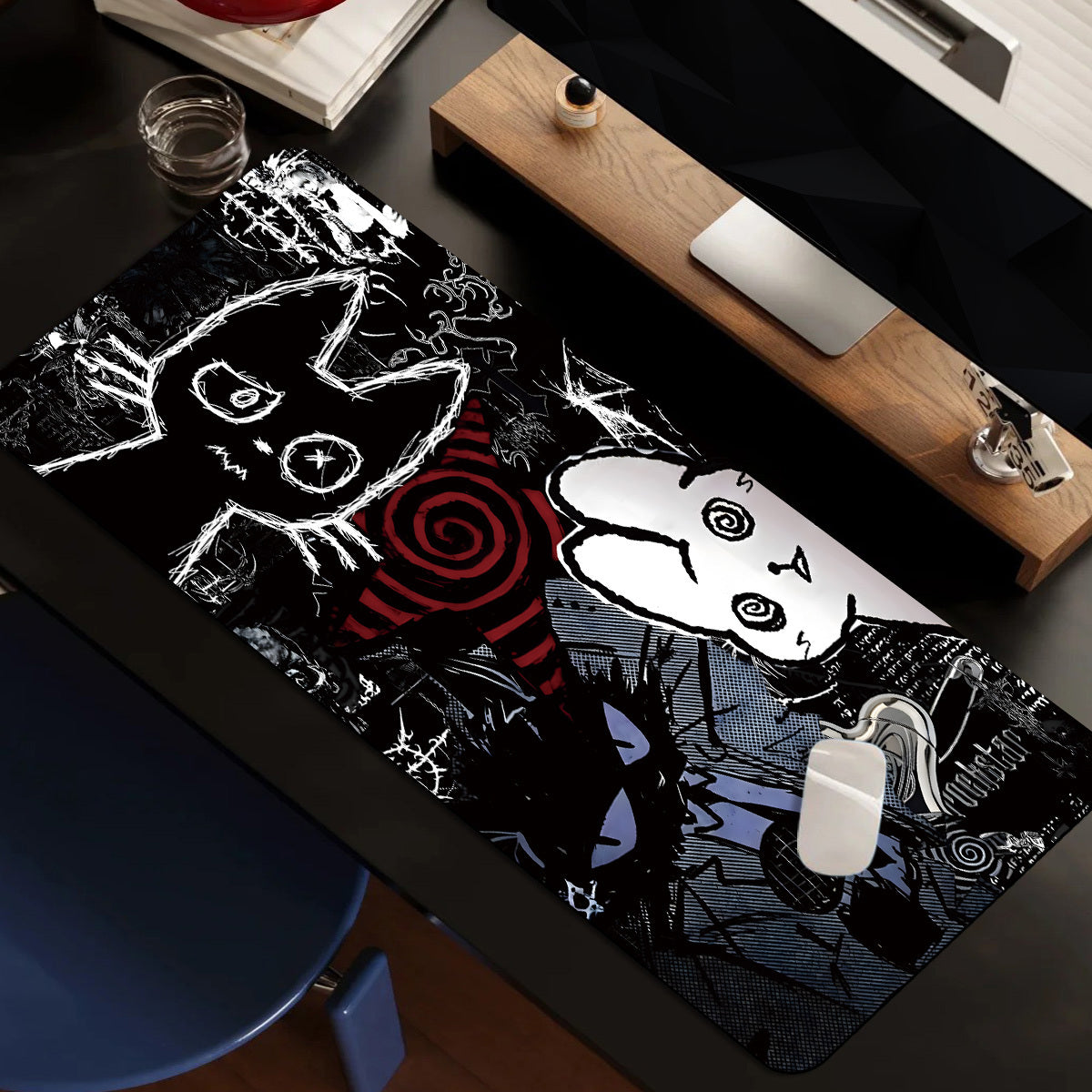 Gothic Anime Cat Gaming Mouse Pad - Punk Skull Extended
