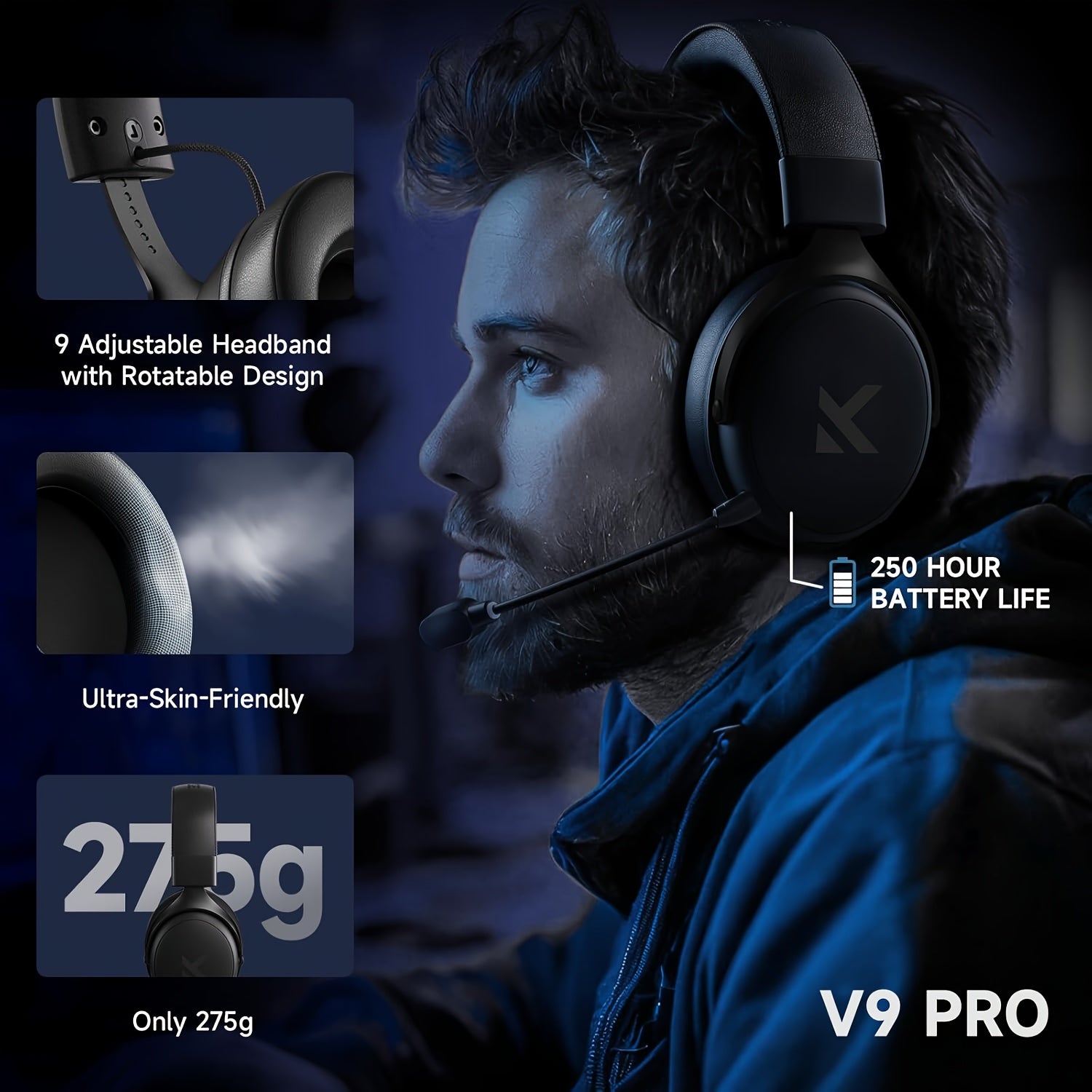 Casque de jeu sans fil MCHOSE V9PRO - Son surround 7.1