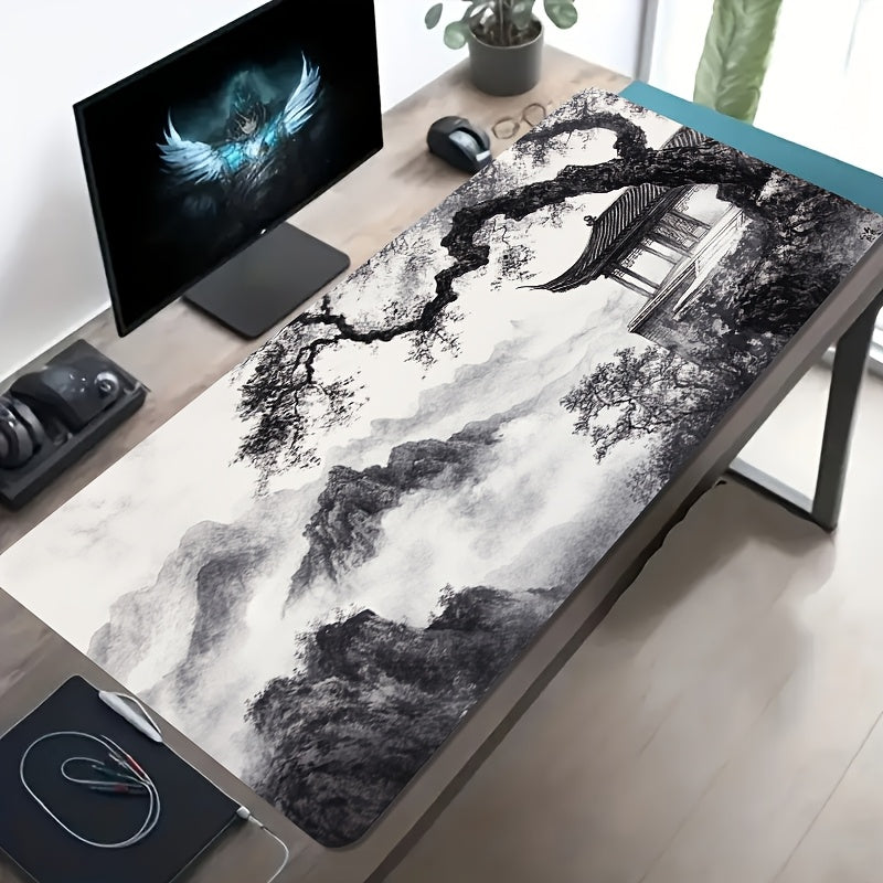Tapis de souris gaming à l'encre de Chine - Art du pavillon ancien