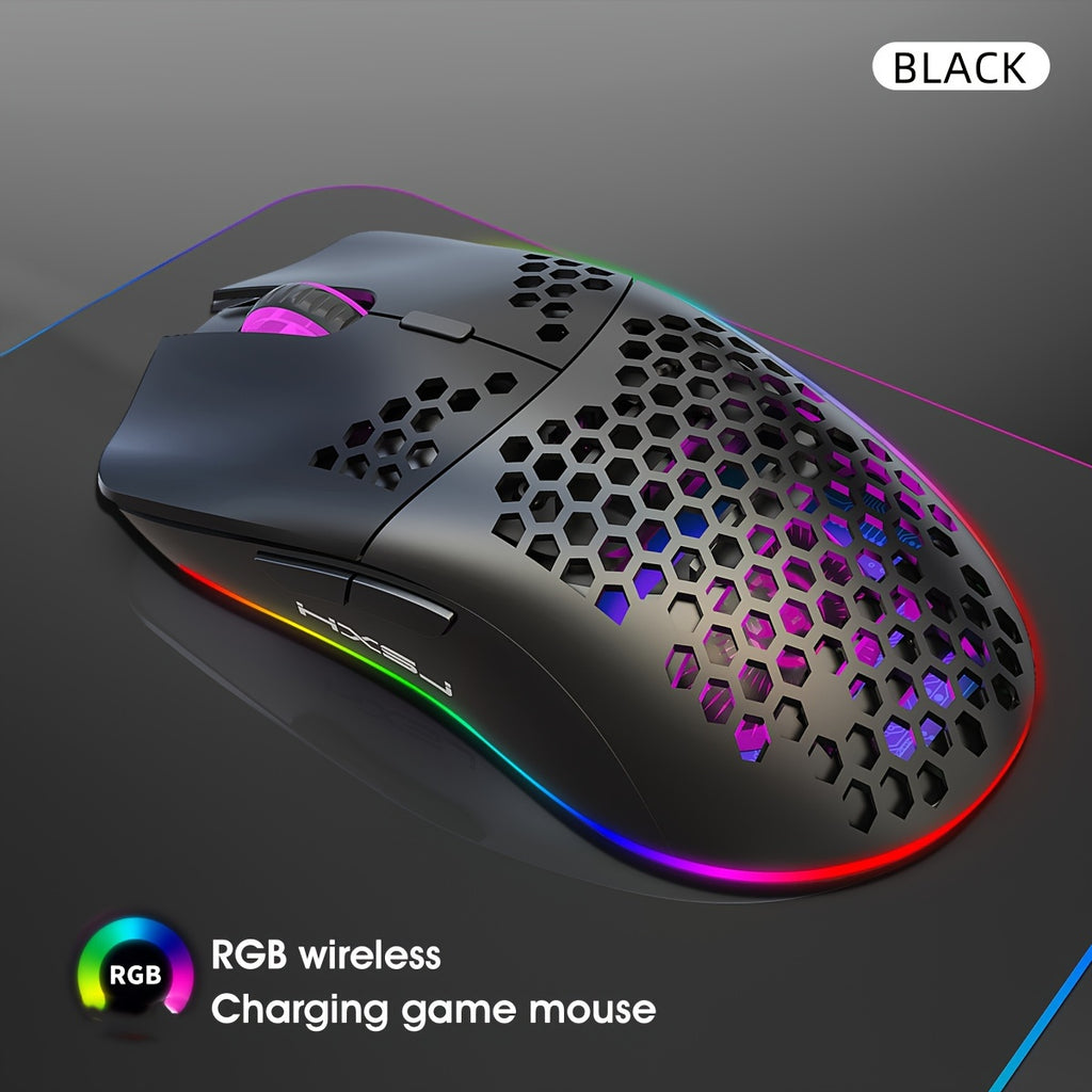 Souris de jeu sans fil RGB HXSJ - Rechargeable