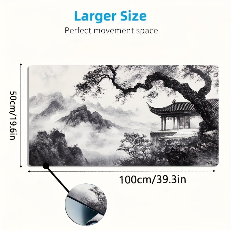 Chinese Ink Wash Gaming Mouse Pad - Ancient Pavilion Art