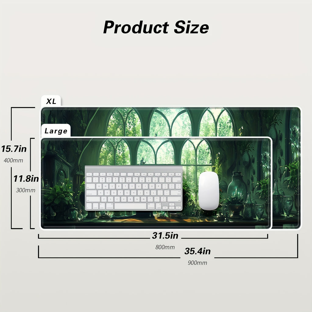 Tapis de souris gaming Kawaii Chat Noir - Plantes Anime Étendu