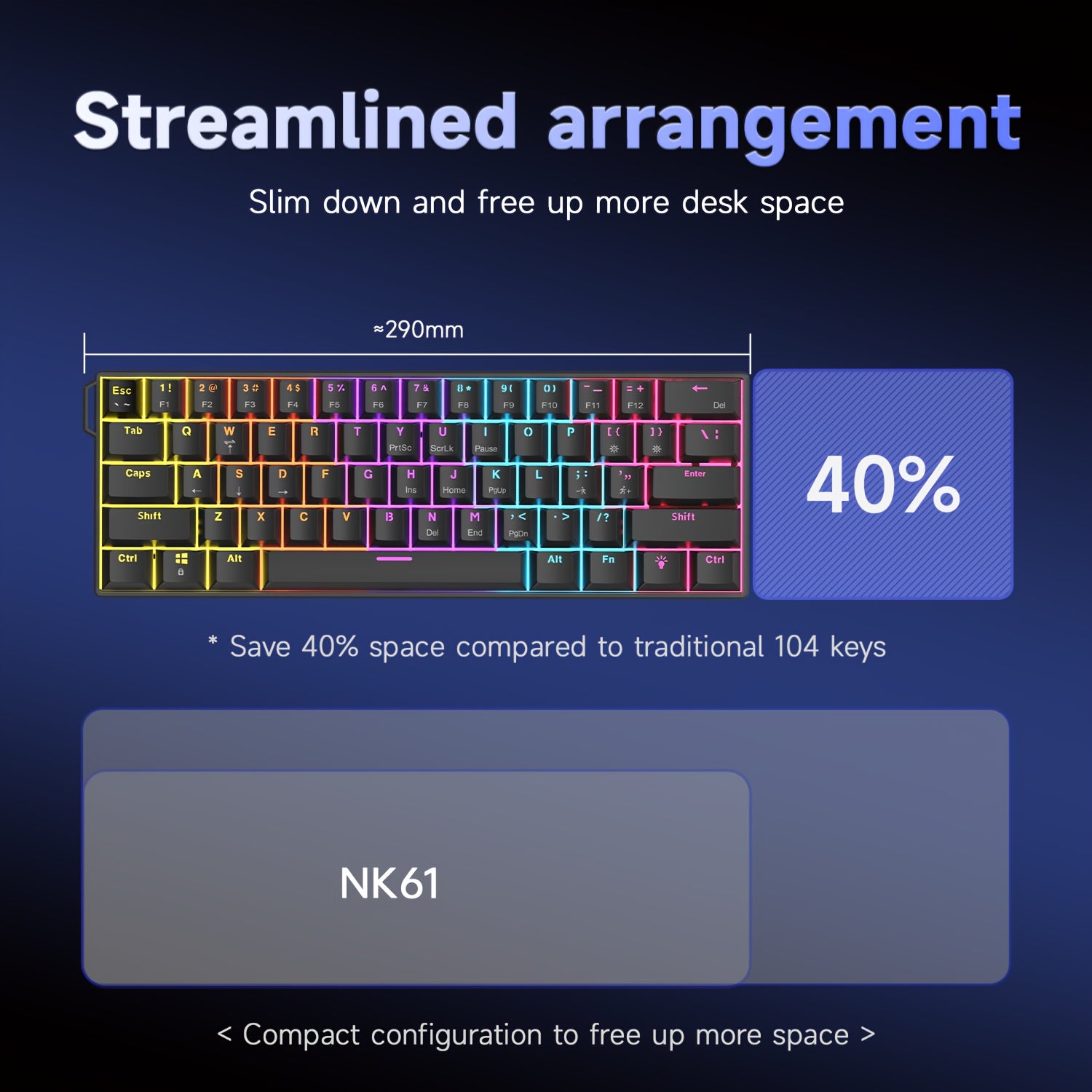 AJAZZ NK61 Mechanical Keyboard - Hot-Swappable Red