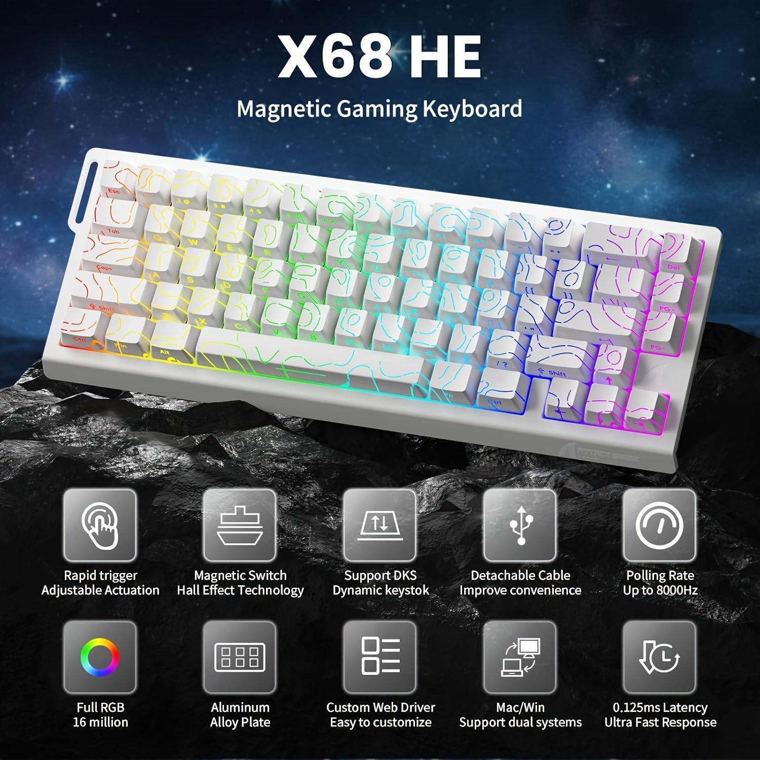 ATTACK SHARK X68HE Magnetic Gaming Keyboard - 8KHz