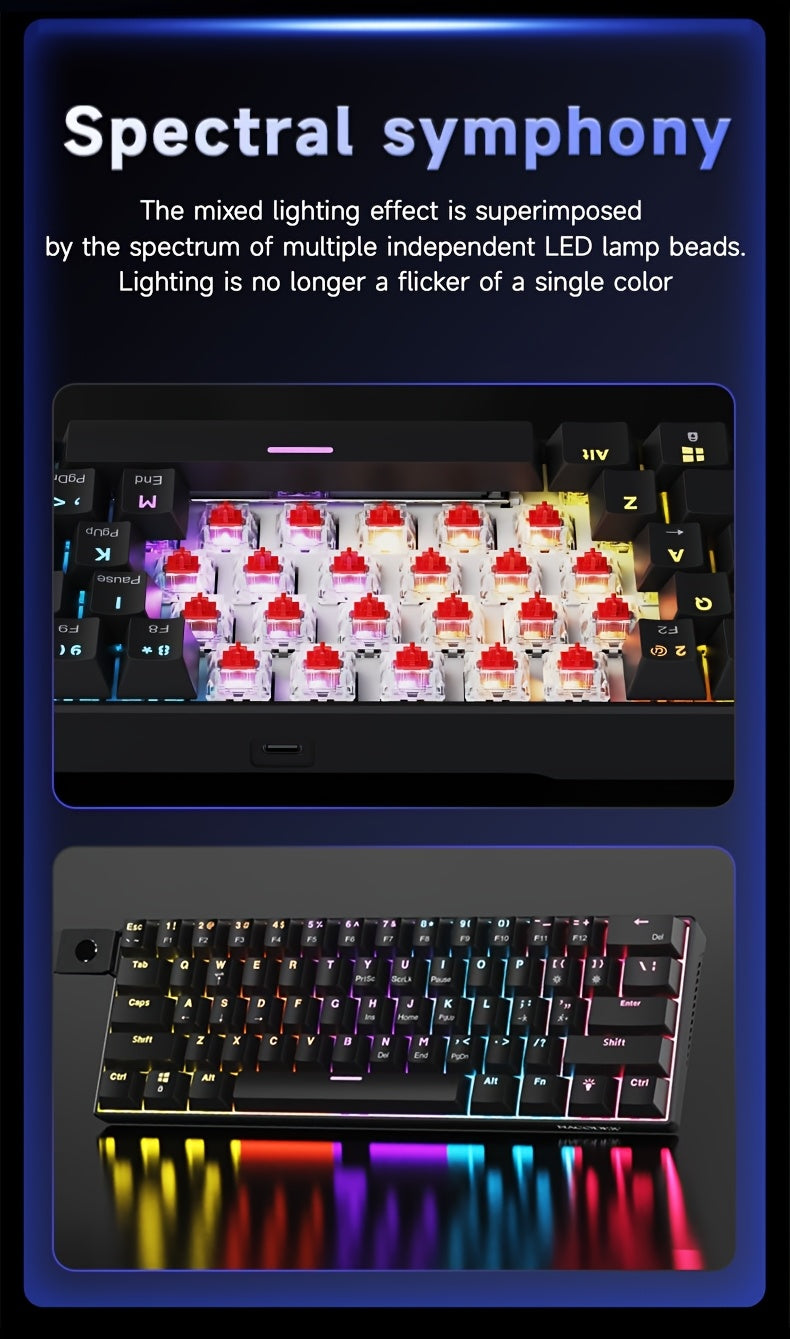 Clavier mécanique AJAZZ NK61 - Touches interchangeables à chaud (rouge)