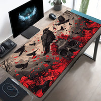 Tapis de souris gaming crâne gothique - Grand tapis de bureau étendu