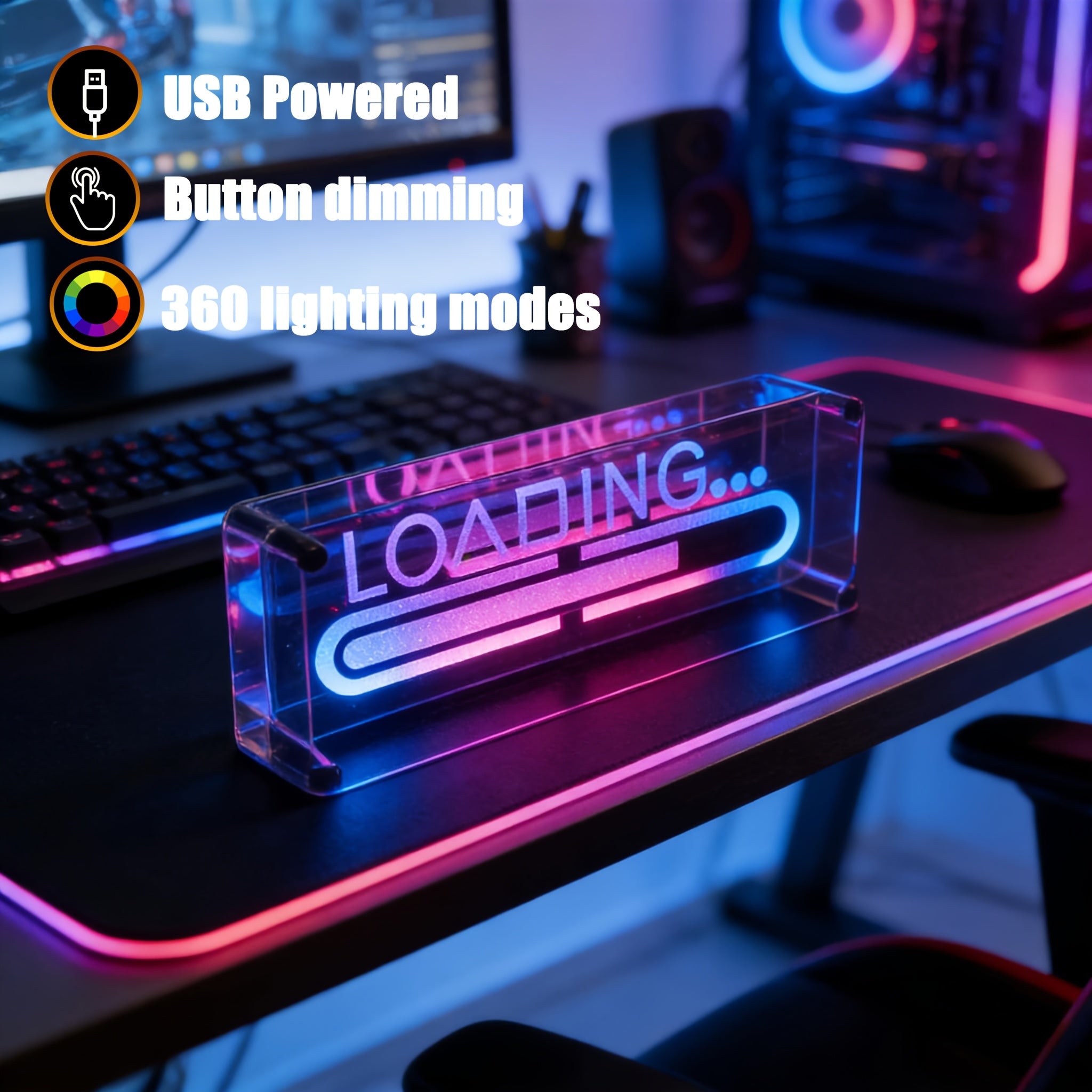 CHARGEMENT - Lampe de bureau de jeu RVB miroir infini 3D