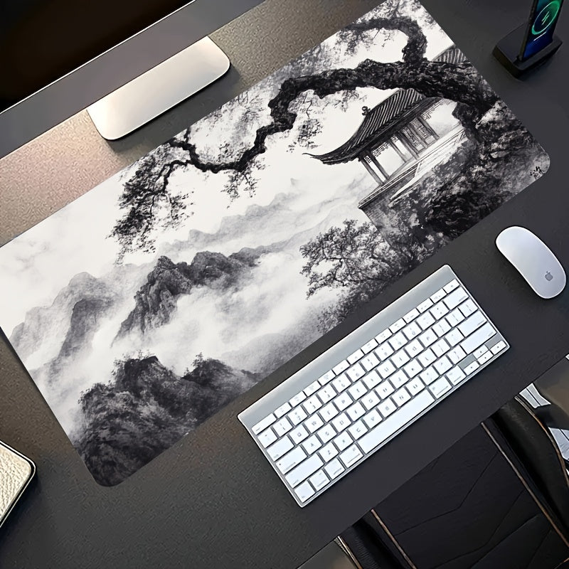 Chinese Ink Wash Gaming Mouse Pad - Ancient Pavilion Art