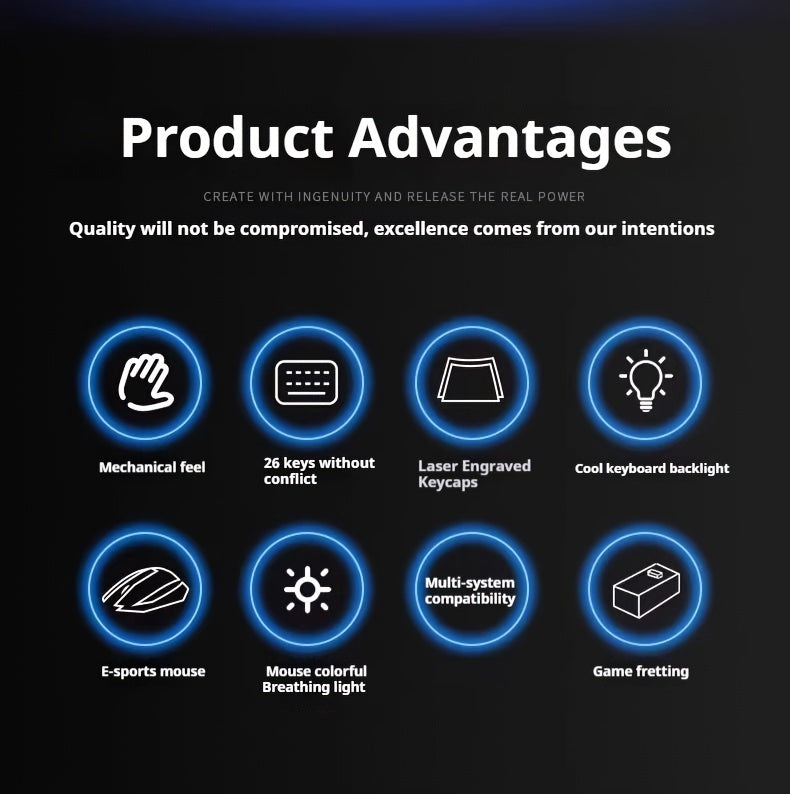 Clavier de jeu silencieux EWEADN - 104 touches LED