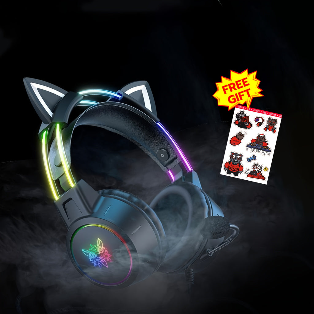 Casque de jeu ONIKUMA à oreilles de chat - Oreilles détachables RGB