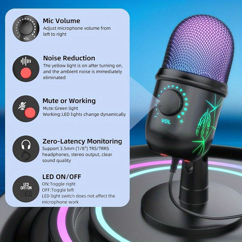 Microphone de jeu - Micro USB pour PC, podcast et streaming