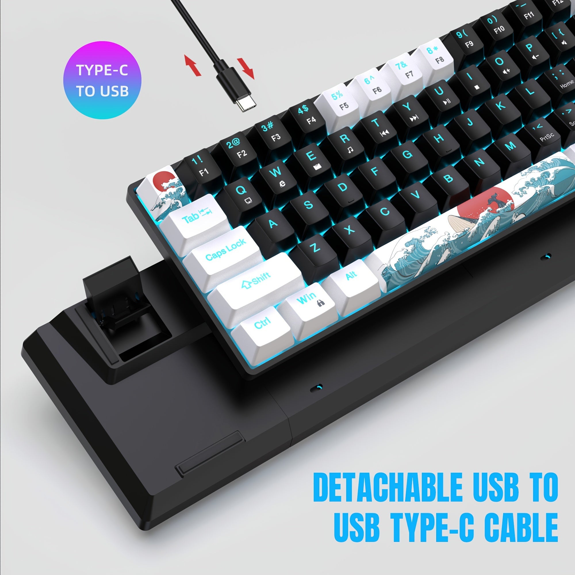 HXSJ Mechanical Gaming Keyboard - 68 Keys Blue Switches