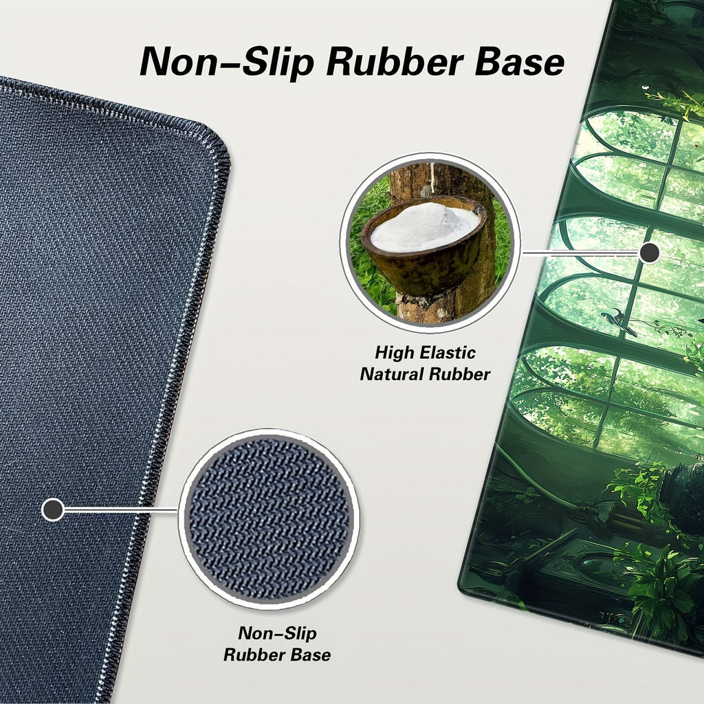 Tapis de souris gaming Kawaii Chat Noir - Plantes Anime Étendu