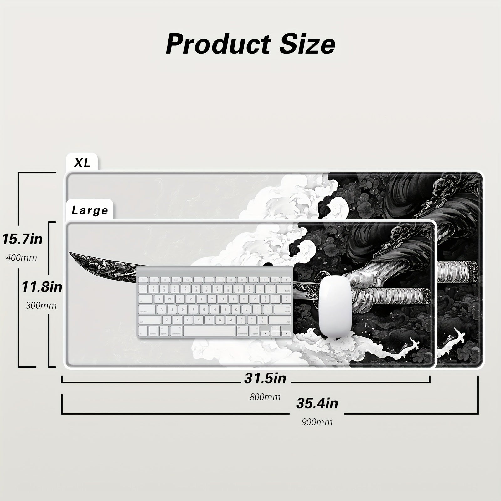 Tapis de souris gaming motif sabre de samouraï japonais - XXL étendu