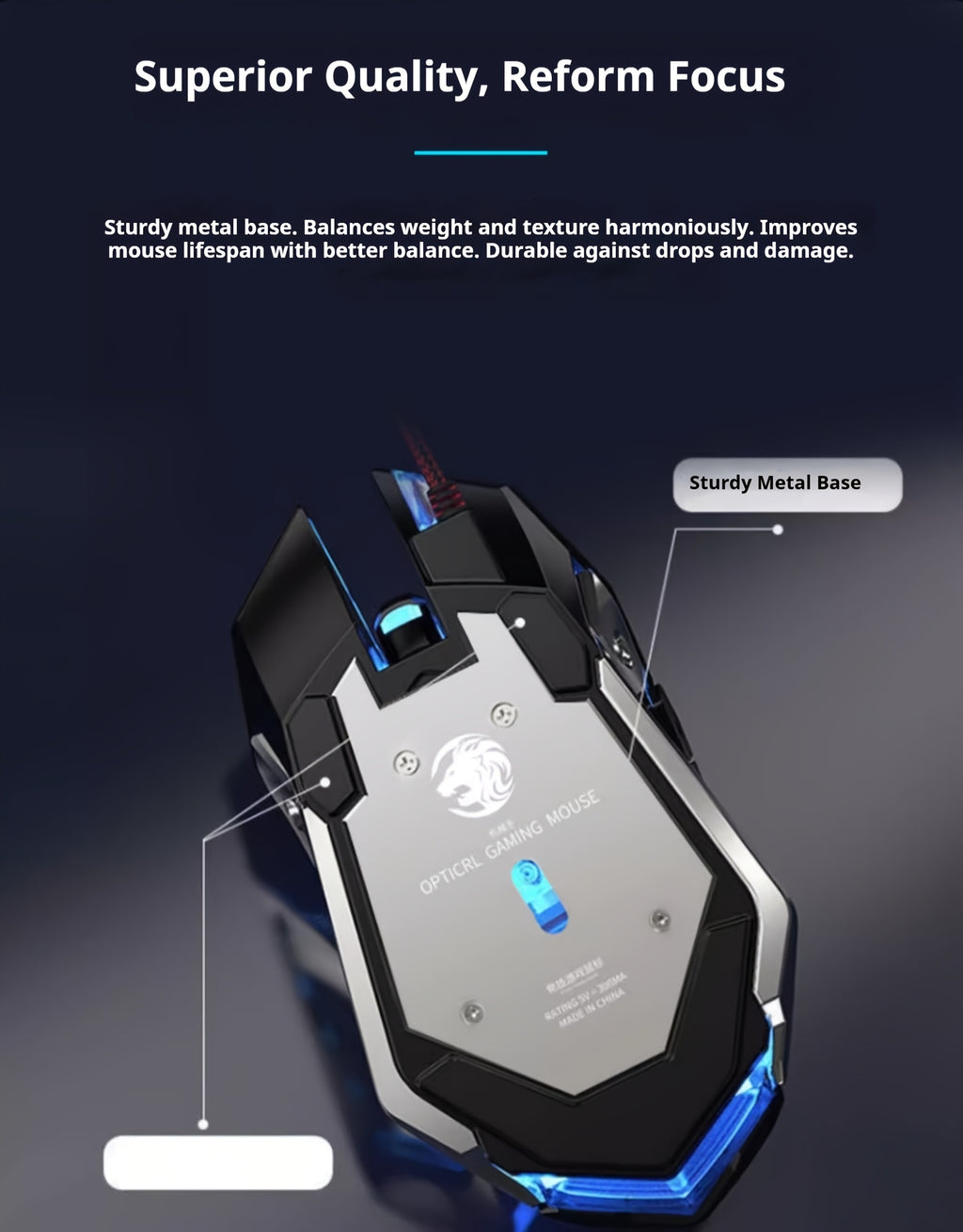 EWEADN - Silent Wired Gaming Mouse | Ergonomic & RGB