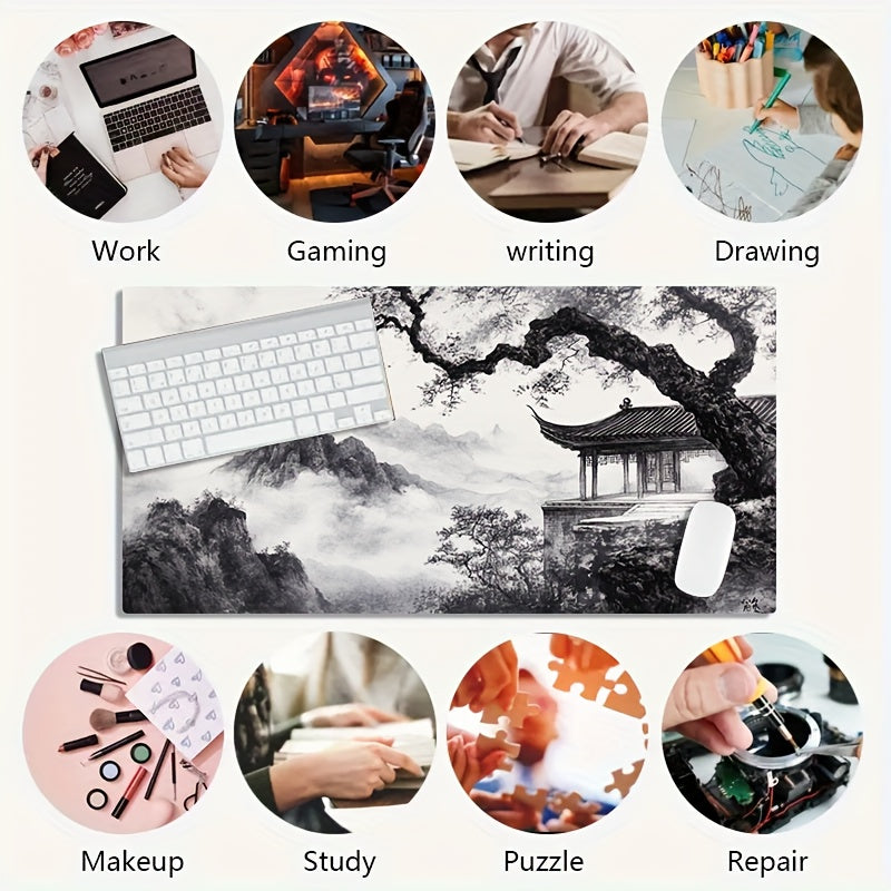 Tapis de souris gaming à l'encre de Chine - Art du pavillon ancien