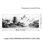 Tapis de souris gaming paysage à l'encre chinoise - Art noir et blanc