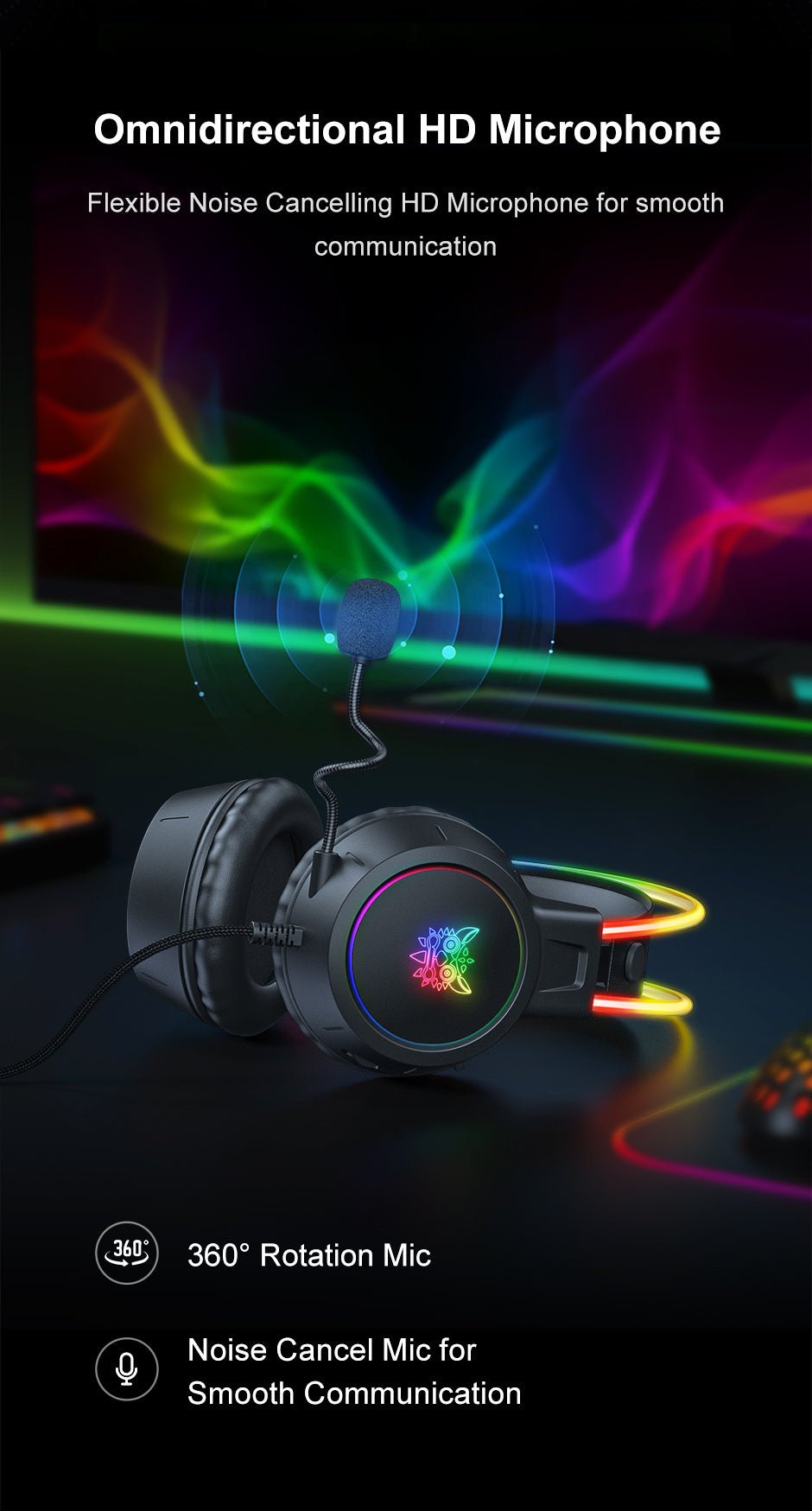 Casque de jeu ONIKUMA pour streaming - Réduction de bruit RGB