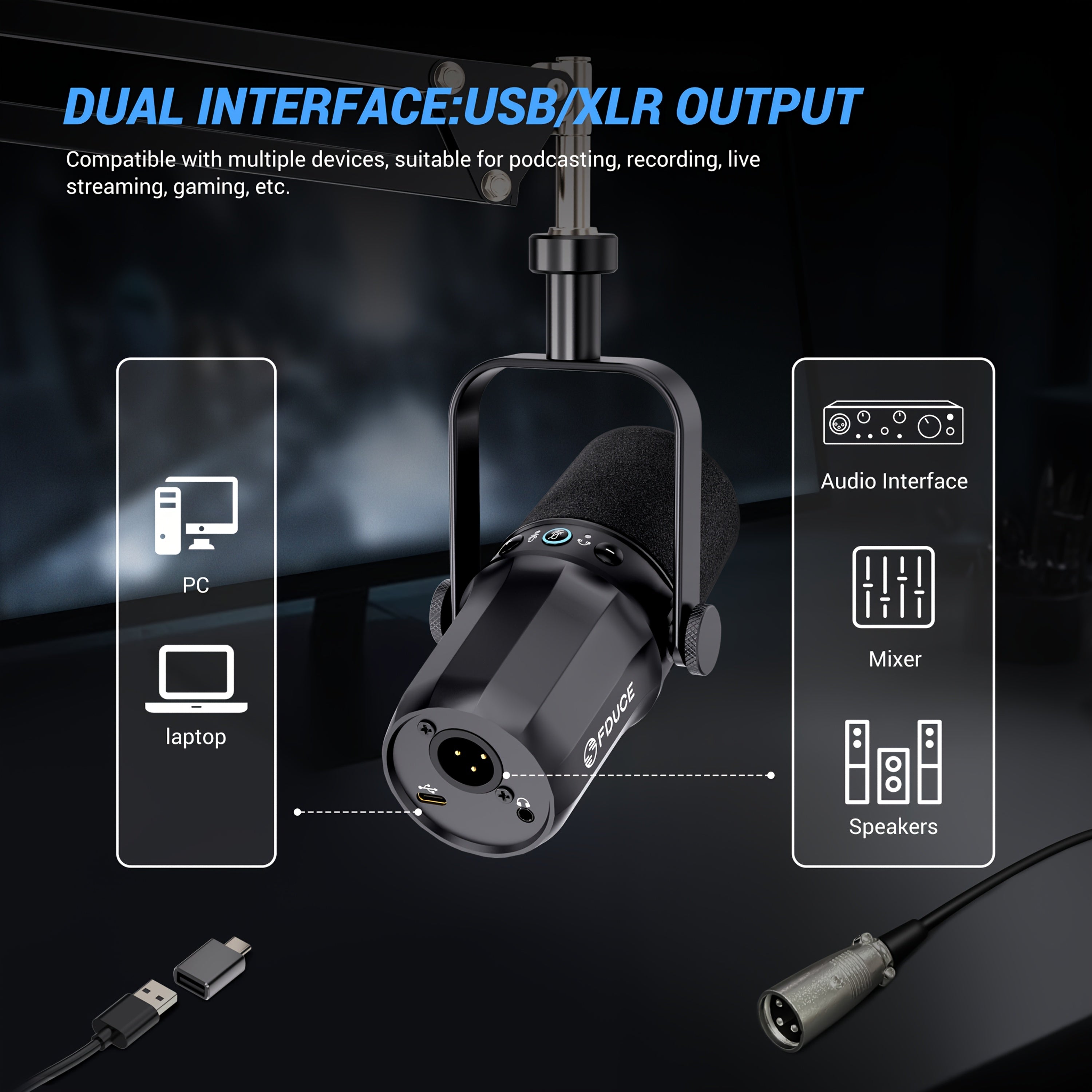 FDUCE SL40 - Microphone à double connexion USB/XLR