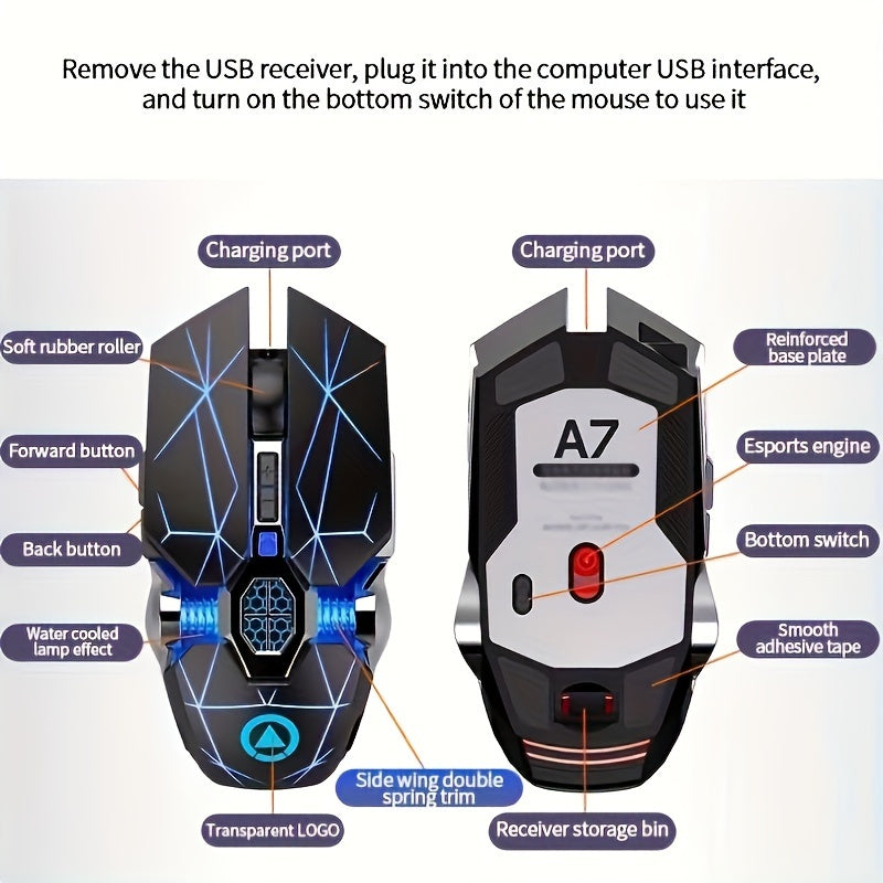 Souris sans fil YINDIAO - Rechargeable RGB silencieuse