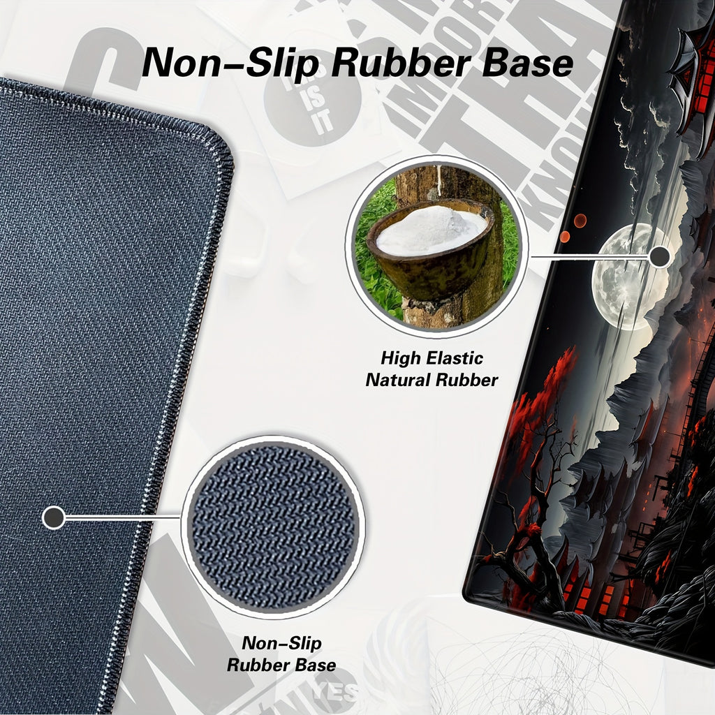 Tapis de souris gaming Japanese Moon Riverside - Noir et rouge XXL