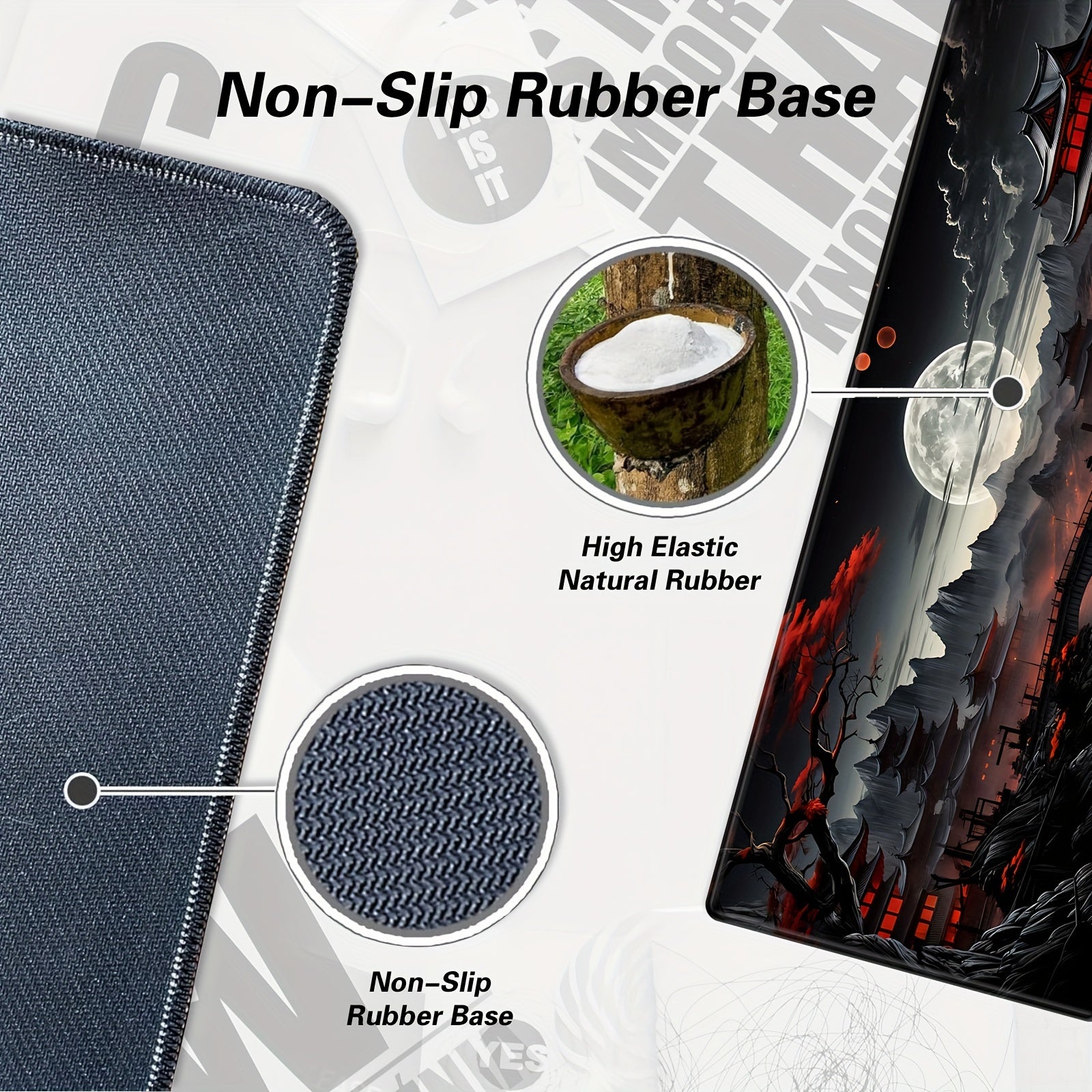 Japanese Moon Riverside Gaming Mouse Pad - Black Red XXL