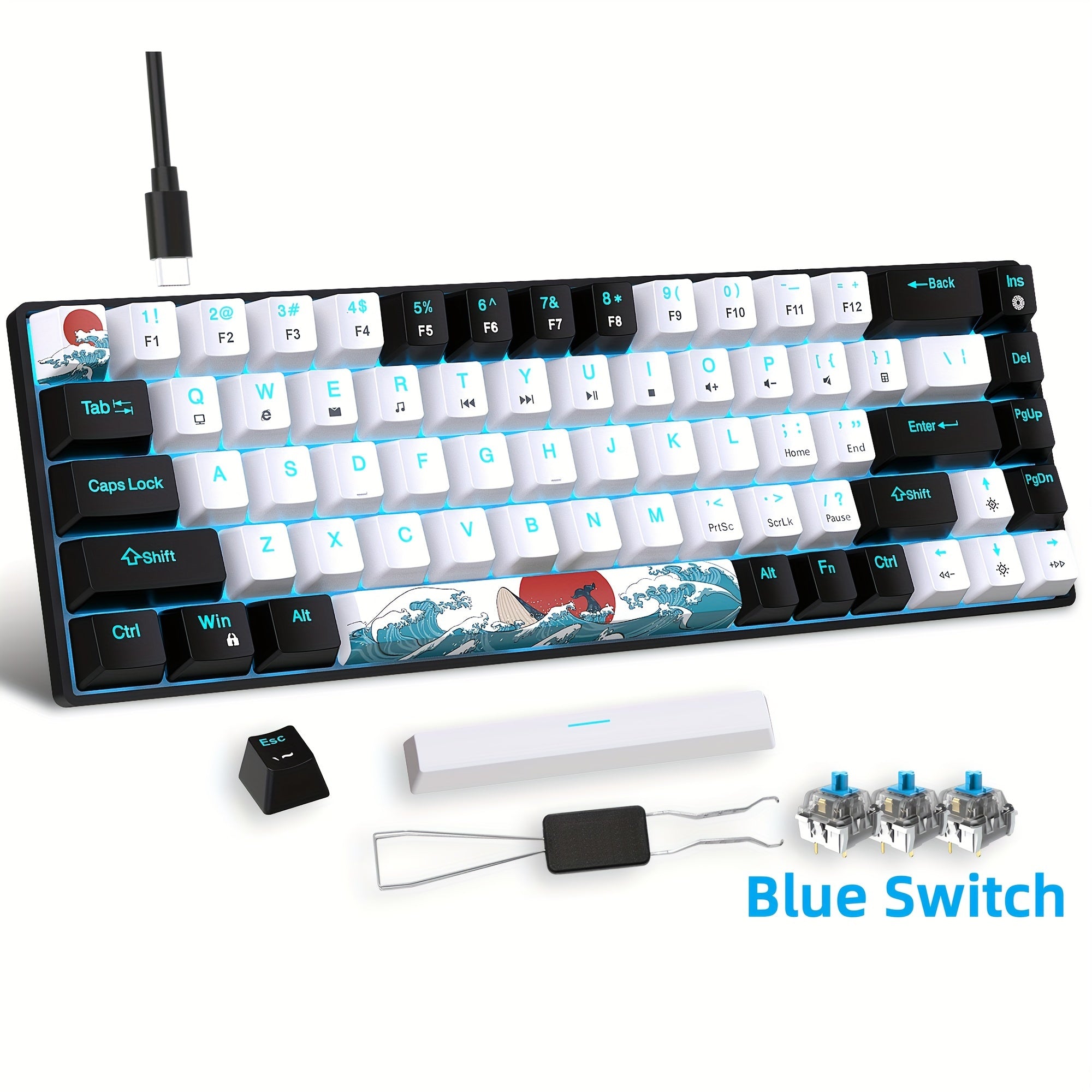 HXSJ Mechanical Gaming Keyboard - 68 Keys Blue Switches
